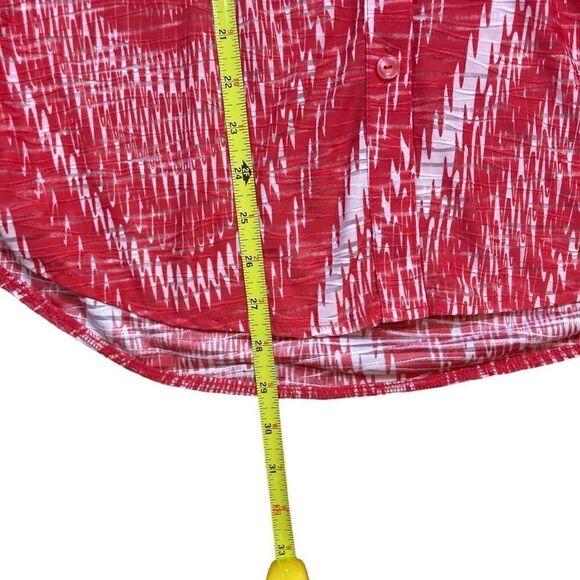 Erin London Red And White Button-Up Shirt With Sleeve Ties, Size M - Picture 5 of 5